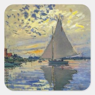 Pegatina Cuadrada Claude Monet - Velero en Le Petit-Gennevilliers