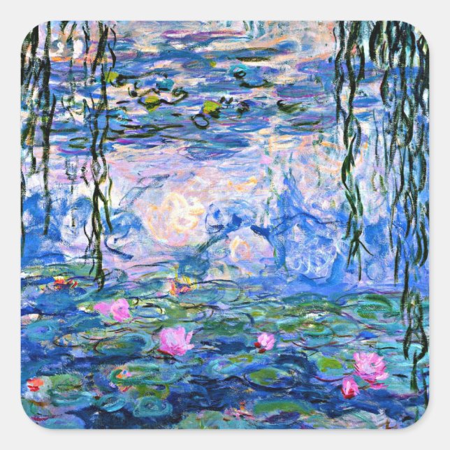 Pegatina Cuadrada Claude Monet - Water Lilies, 1919, (Anverso)
