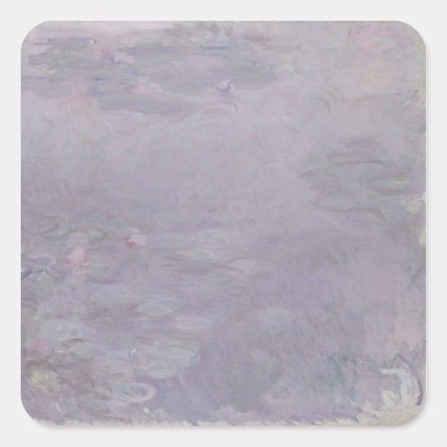 Pegatina Cuadrada Claude Monet | Waterlilies de color claro (Anverso)