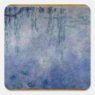 Pegatina Cuadrada Claude Monet Waterlilies: Se van llorando los Wi