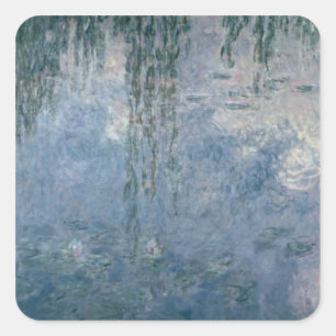 Pegatina Cuadrada Claude Monet   Waterlilies: Willows sobre el llant