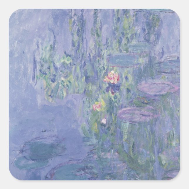 Pegatina Cuadrada Claude Monet | Waterlios (Anverso)