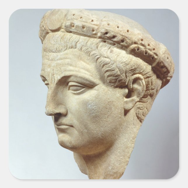 Pegatina Cuadrada Claudius, cabeza de mármol, 41-54 AD (Anverso)