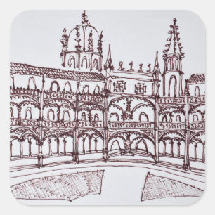 Pegatina Cuadrada Claustro del Monasterio de Jerónimos Lisboa, Por