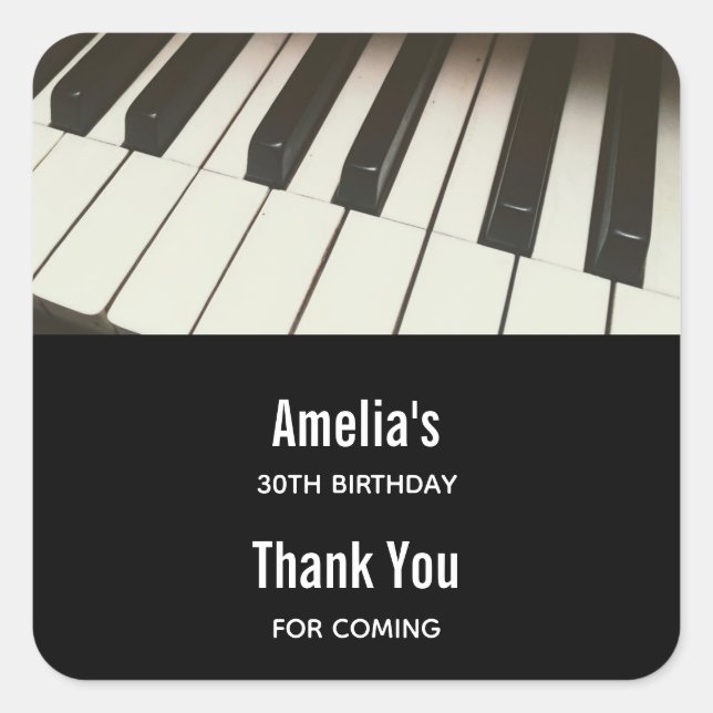 Pegatina Cuadrada Claves de piano - Elegante evento fotográfico de B (Anverso)