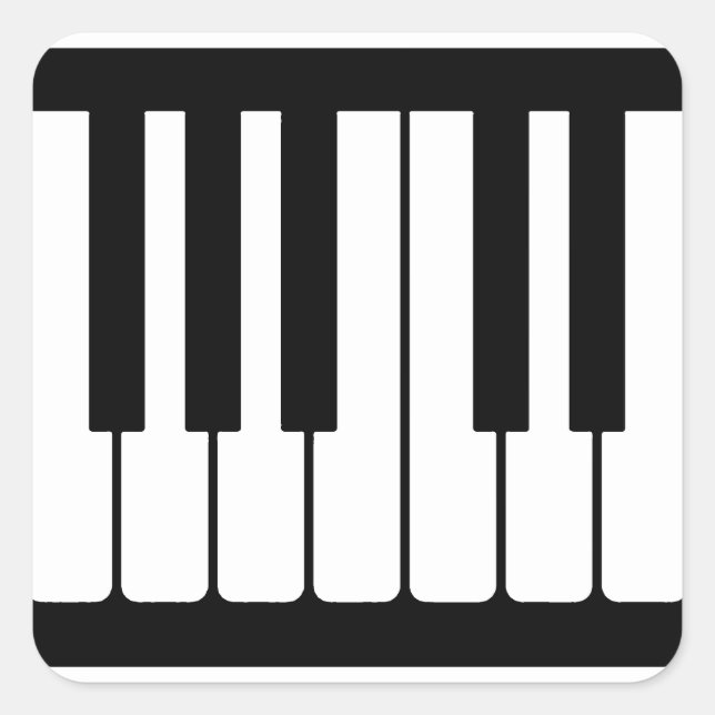 Pegatina Cuadrada Claves De Piano Patrón Blanco Y Negro (Anverso)
