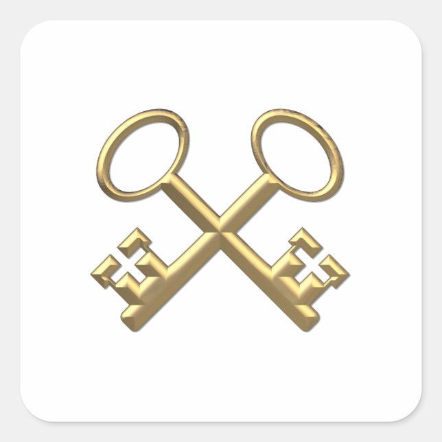 Pegatina Cuadrada Claves de San Pedro "3-D" doradas (Anverso)