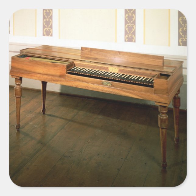 Pegatina Cuadrada Clavichord, alguna vez propiedad de Franz Joseph H (Anverso)