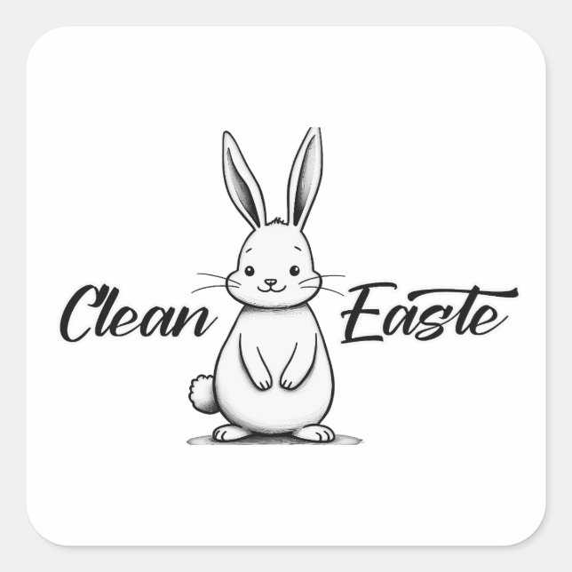 Pegatina Cuadrada Clean Easter – Minimal Bunny Design - Autocolante (Anverso)