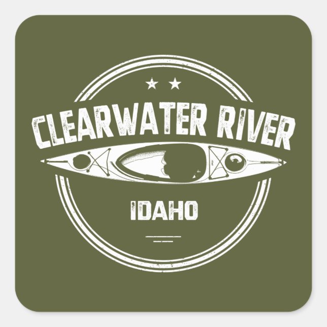 Pegatina Cuadrada Clearwater River Idaho Kayaking (Anverso)