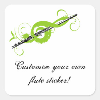 Pegatina Cuadrada Clef & Flute Treble Personalizado