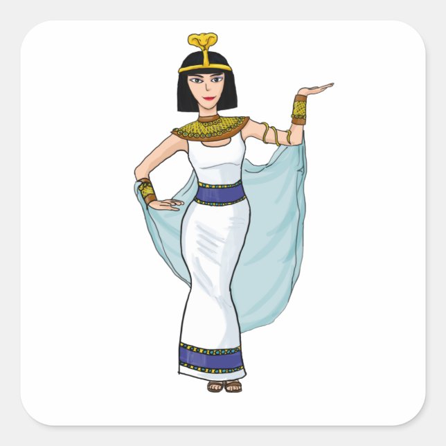Pegatina Cuadrada Cleopatra el faraón de Egipto (Anverso)