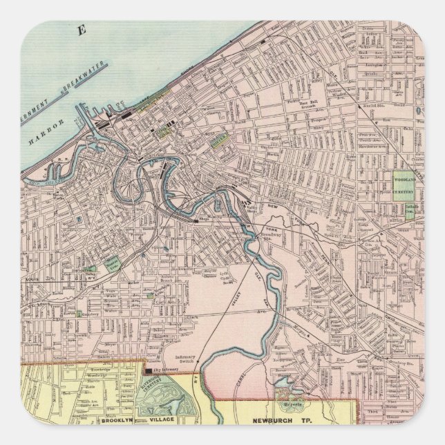 Pegatina Cuadrada Cleveland, Ohio (Anverso)