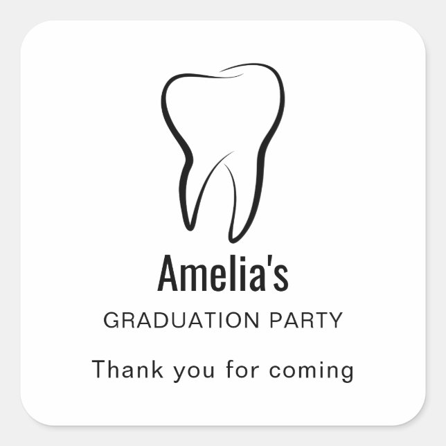 Pegatina Cuadrada Clínica Dental Dentistry Graduación Médica (Anverso)