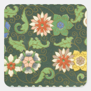 Pegatina Cuadrada Cloisonne China Patter Asia Oriental