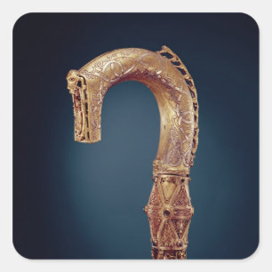 Pegatina Cuadrada Clonmacnoise Crozier, Oficina del Condado, Edad de