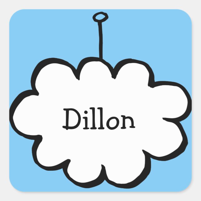 Pegatina Cuadrada Cloud personalizado en una cadena (Anverso)