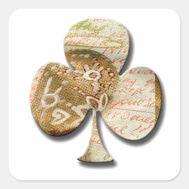 Pegatina Cuadrada Clover de lienzo (Anverso)