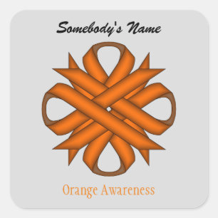 Pegatina Cuadrada Clover Ribbon naranja por Kenneth Yoncich