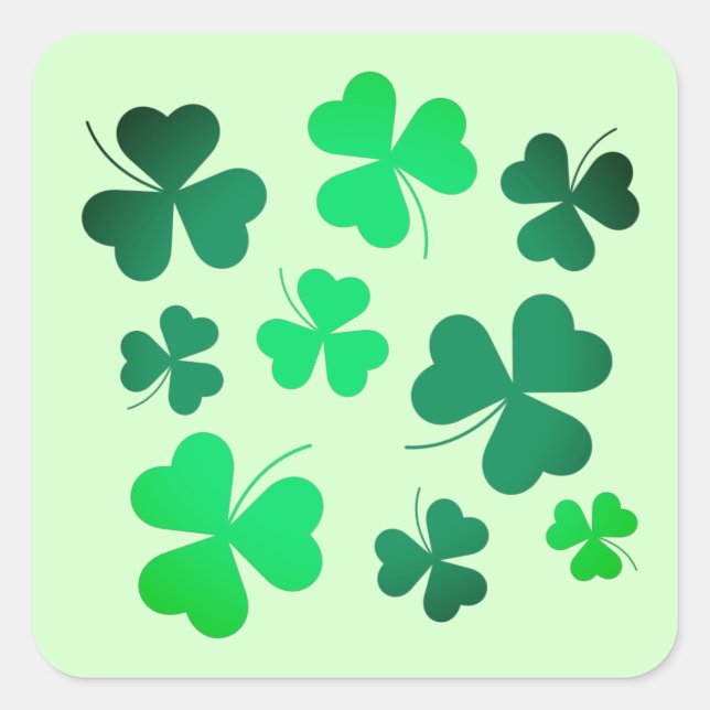 Pegatina Cuadrada Clover Shamrock Irish Green Spring St Patrons Day (Anverso)