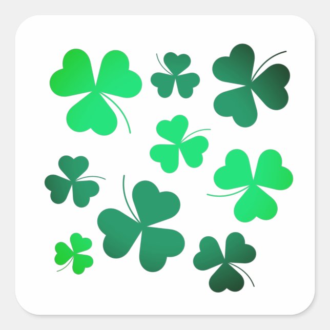 Pegatina Cuadrada Clover Shamrock Irish Green Spring St Patrons Day (Anverso)