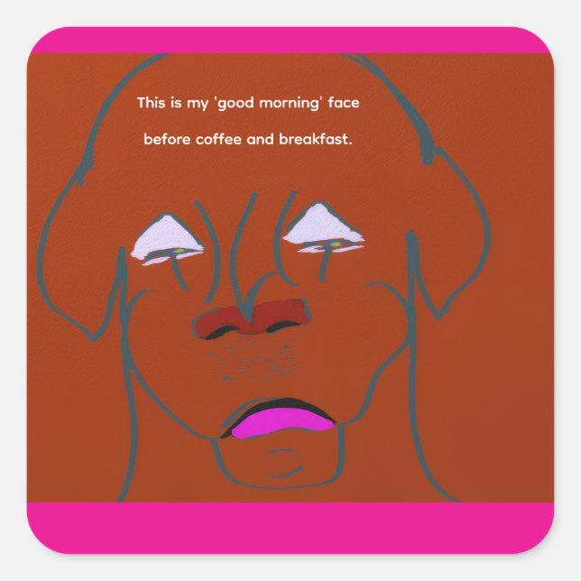 Pegatina Cuadrada Clown-Faced Dog Cartoon Sketch (Anverso)