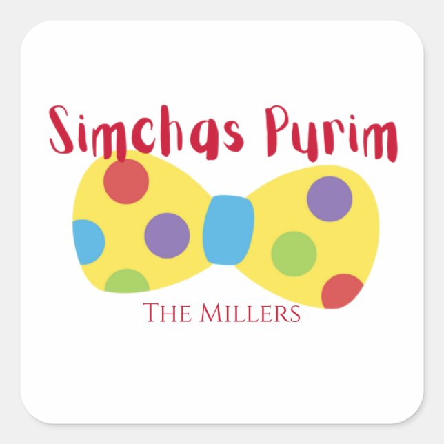 Pegatina Cuadrada Clown Purim Label (Anverso)