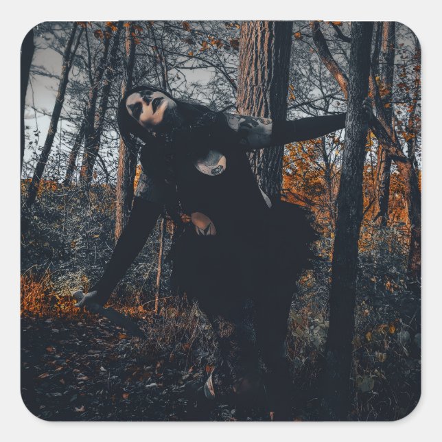 Pegatina Cuadrada Clownin' Around In Da Woods (Anverso)