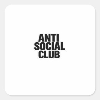 Pegatina Cuadrada Club Antisocial Divertido Introvertido Minimalista