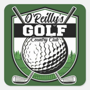 Pegatina Cuadrada Club Campestre Personalizado Golf Golf Player Pro