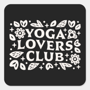 Pegatina Cuadrada club de amantes del yoga amigos yoguis grupo