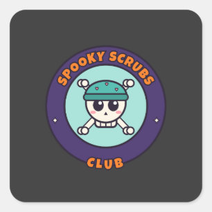 Pegatina Cuadrada Club de batas espeluznantes Enfermera de Halloween