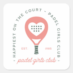 Pegatina Cuadrada Club de chicas de pádel estética rosa