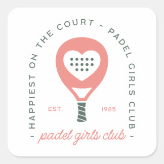 Pegatina Cuadrada Club de chicas de pádel estética rosa