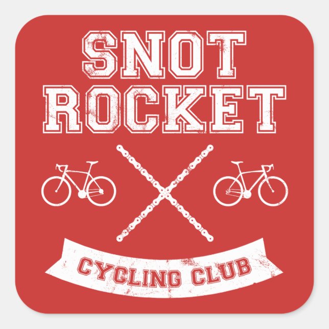 Pegatina Cuadrada Club de Ciclismo Snot Rocket (Anverso)