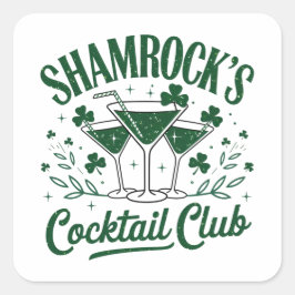 Pegatina Cuadrada Club de cócteles Shamrock