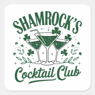 Pegatina Cuadrada Club de cócteles Shamrock