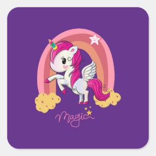 Pegatina Cuadrada Club de fans de Magic Unicorn