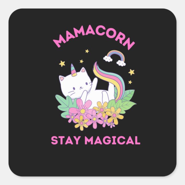 Pegatina Cuadrada Club de fans de Unicorn Magic (Anverso)