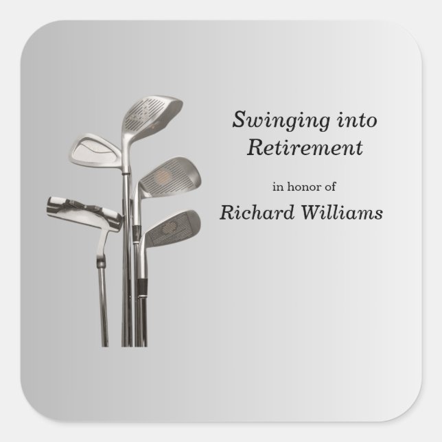 Pegatina Cuadrada Club de golf Deportivo de Jubilación Moderna (Anverso)