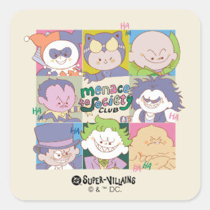 Pegatina Cuadrada Club de gráficos de amenaza de supervillanos de DC