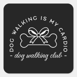 Pegatina Cuadrada club de paseo de perros grupo de caminata