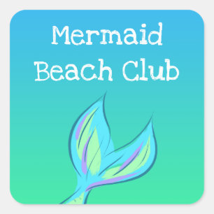 Pegatina Cuadrada Club de Playa Mermaid