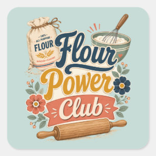 Pegatina Cuadrada Club de Repostería Cottage Flour Power