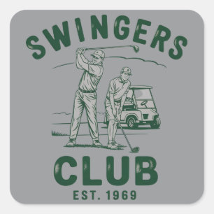 Pegatina Cuadrada Club de Swingers Divertido Sarcástico Golfista de 