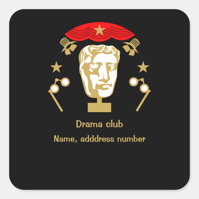 Pegatina Cuadrada Club de teatro en acción (Anverso)