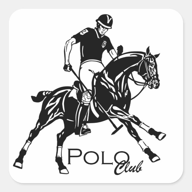 Pegatina Cuadrada club deportivo ecuestre de polo (Anverso)