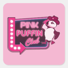 Pegatina Cuadrada Club Pink Puffin