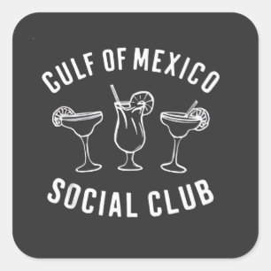 Pegatina Cuadrada Club Social del Golfo de México Funny Retro