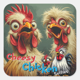 Pegatina Cuadrada  “Cluckin' Around” May & John Selfie Sticker